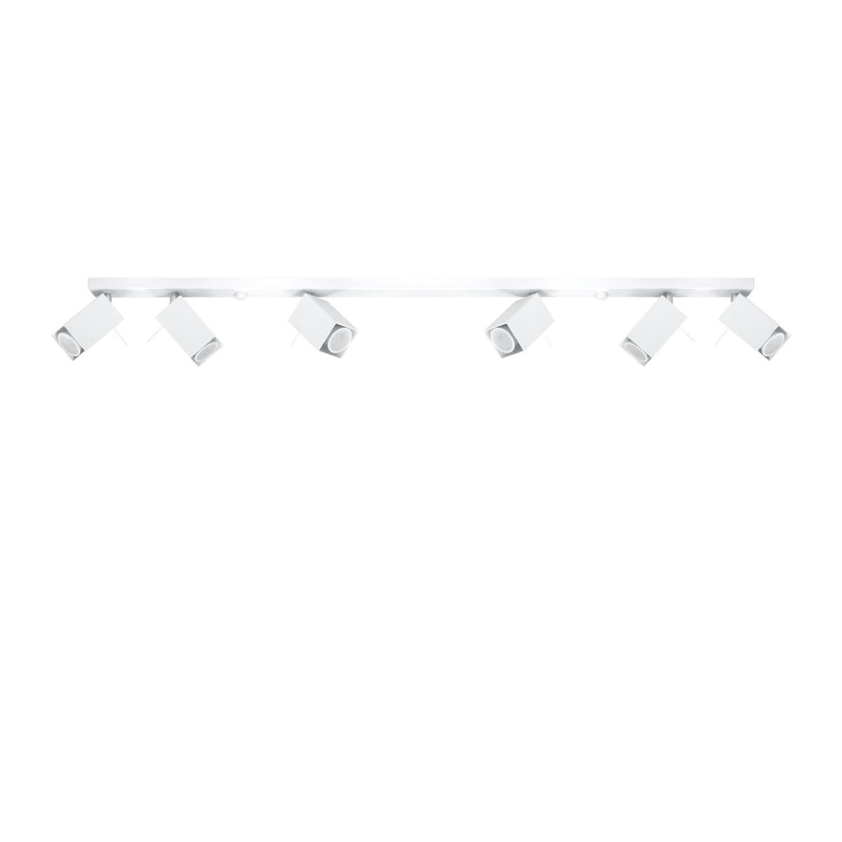 Rampe Merida 6 spots métal blanc six têtes de section carrée orientables sur une barre de 118 cm