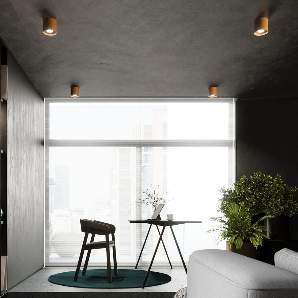 Plafonnier Mika aluminium doré GU10, ambiance contemporaine