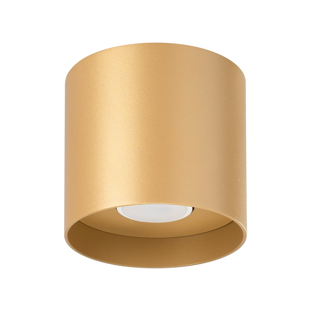 Plafonnier Mika aluminium doré GU10, cylindre d'aluminium doré, spot GU10 dirigé vers le bas
