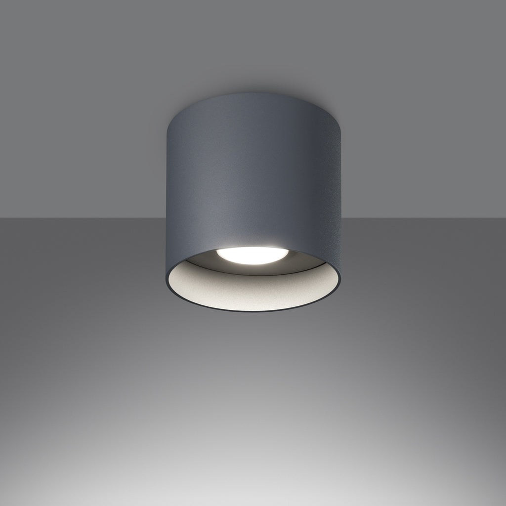Plafonnier Mika aluminium gris GU10 allumé, faisceau vers le bas