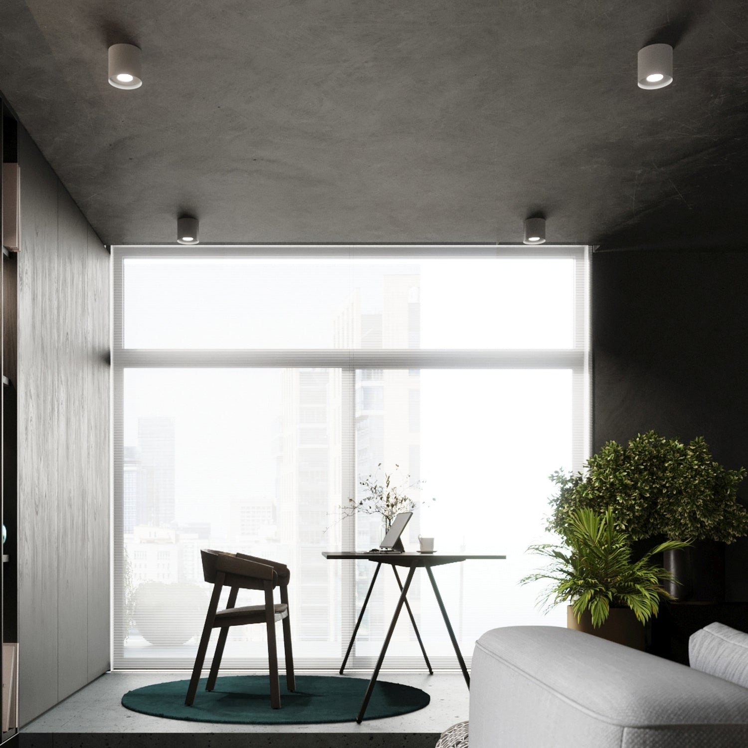 Plafonnier Mika aluminium gris GU10, ambiance contemporaine