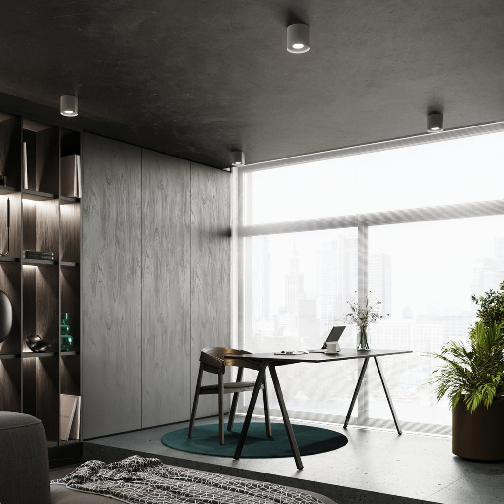 Plafonnier Mika aluminium gris GU10 en situation dans un intérieur