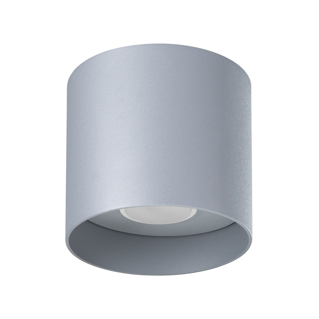 Plafonnier Mika aluminium gris GU10, cylindre d'aluminium gris, spot GU10 dirigé vers le bas