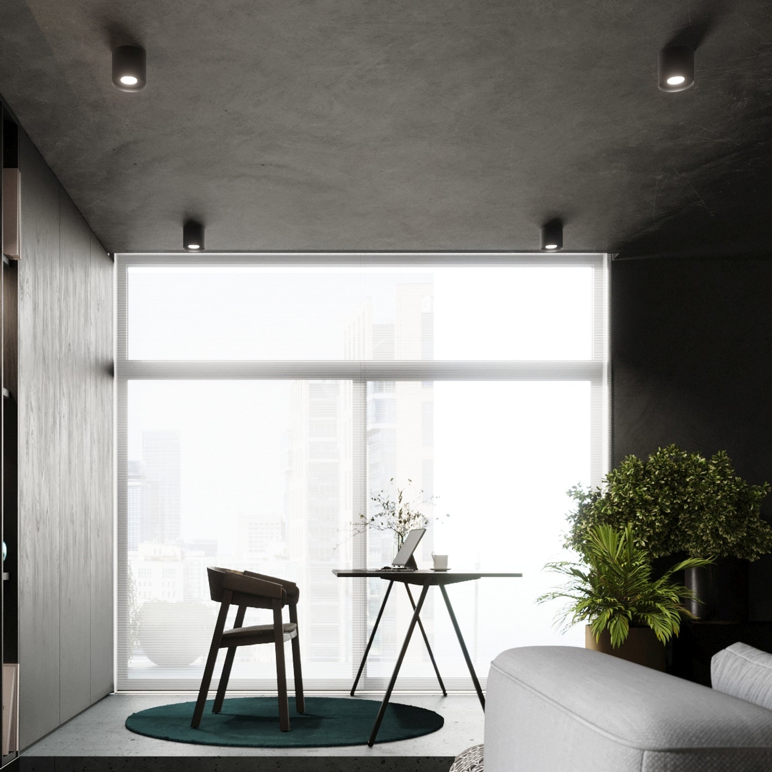 Plafonnier Mika aluminium noir GU10, ambiance contemporaine
