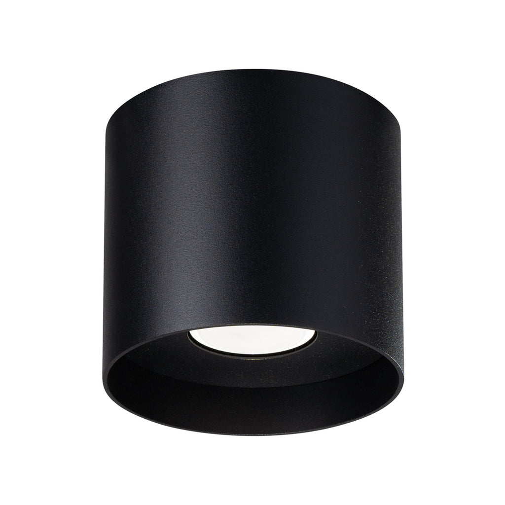 Plafonnier Mika aluminium noir GU10, cylindre d'aluminium noir, spot GU10 dirigé vers le bas