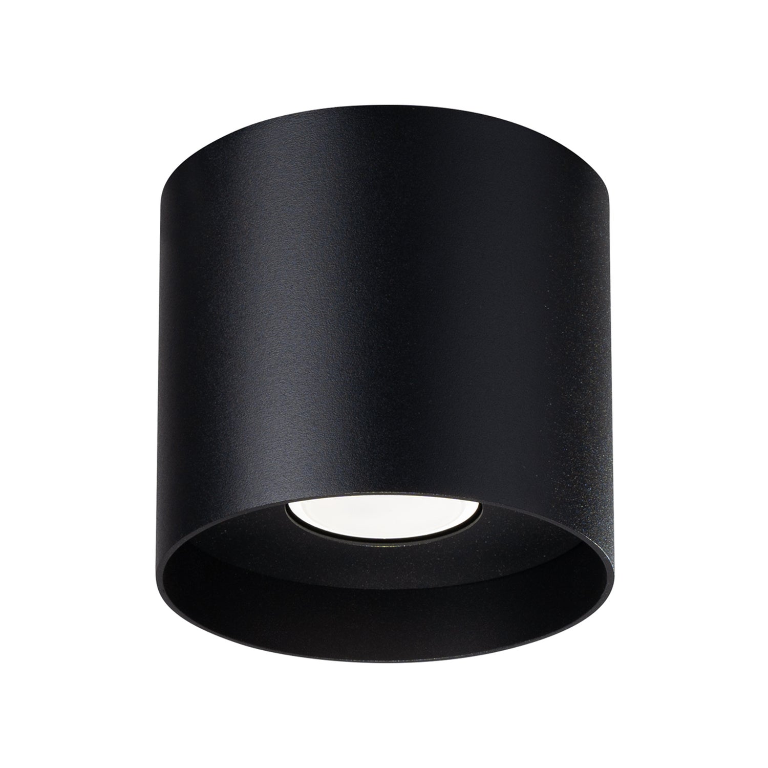 Plafonnier Mika aluminium noir GU10, cylindre d'aluminium noir, spot GU10 dirigé vers le bas