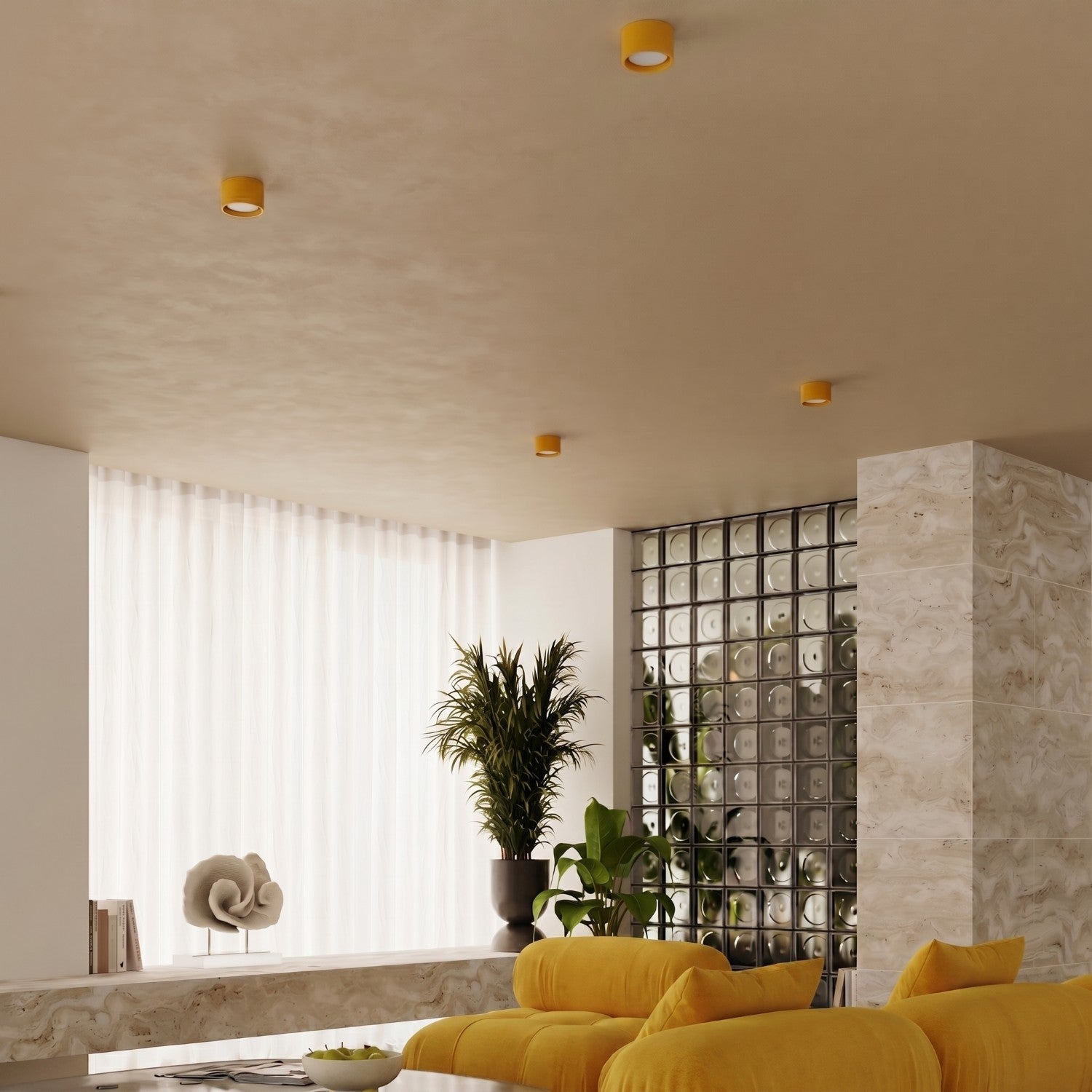 Plafonnier Modo 1 aluminium jaune Gx53, vue 14