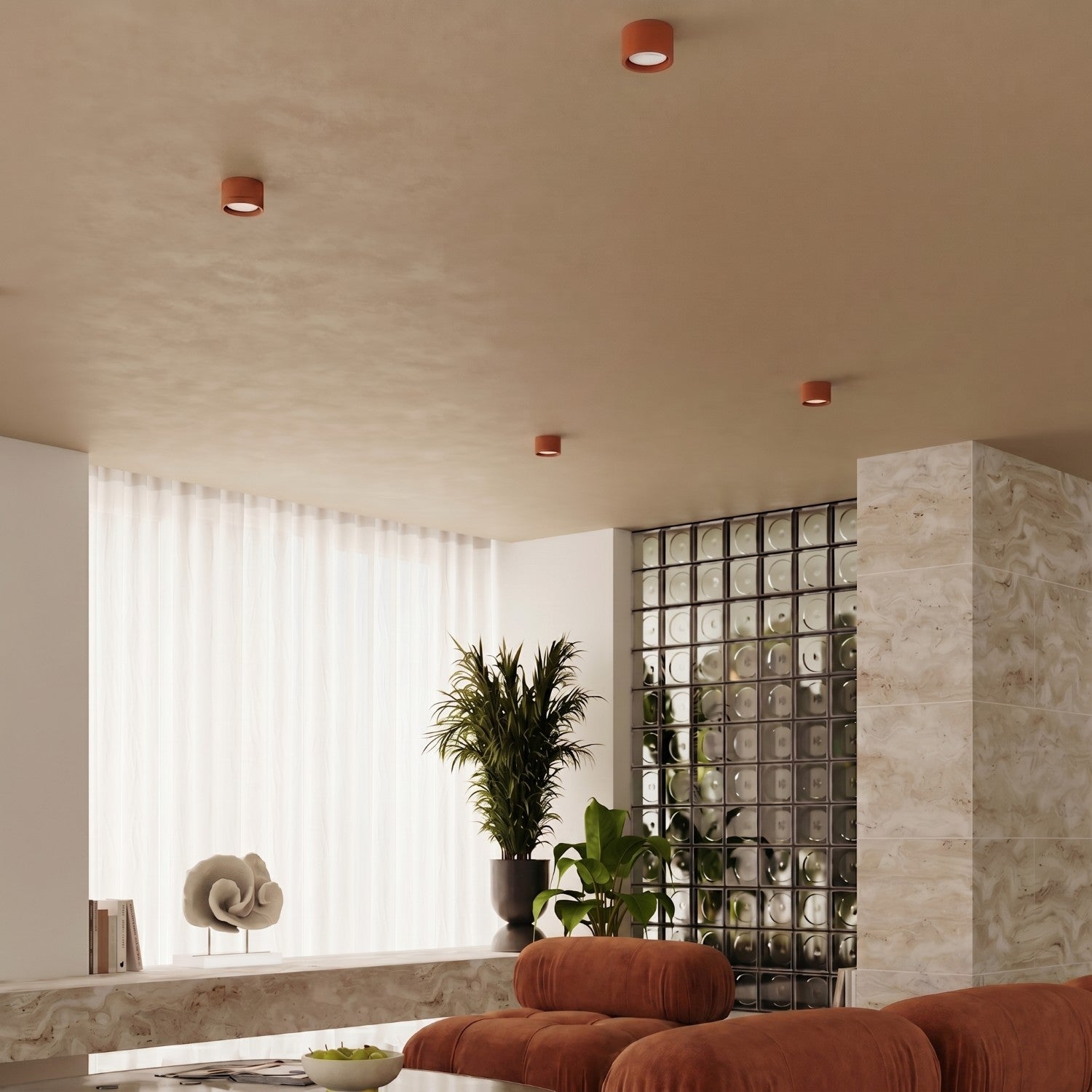Plafonnier Modo 2 aluminium ocre rouge Gx53, vue 14