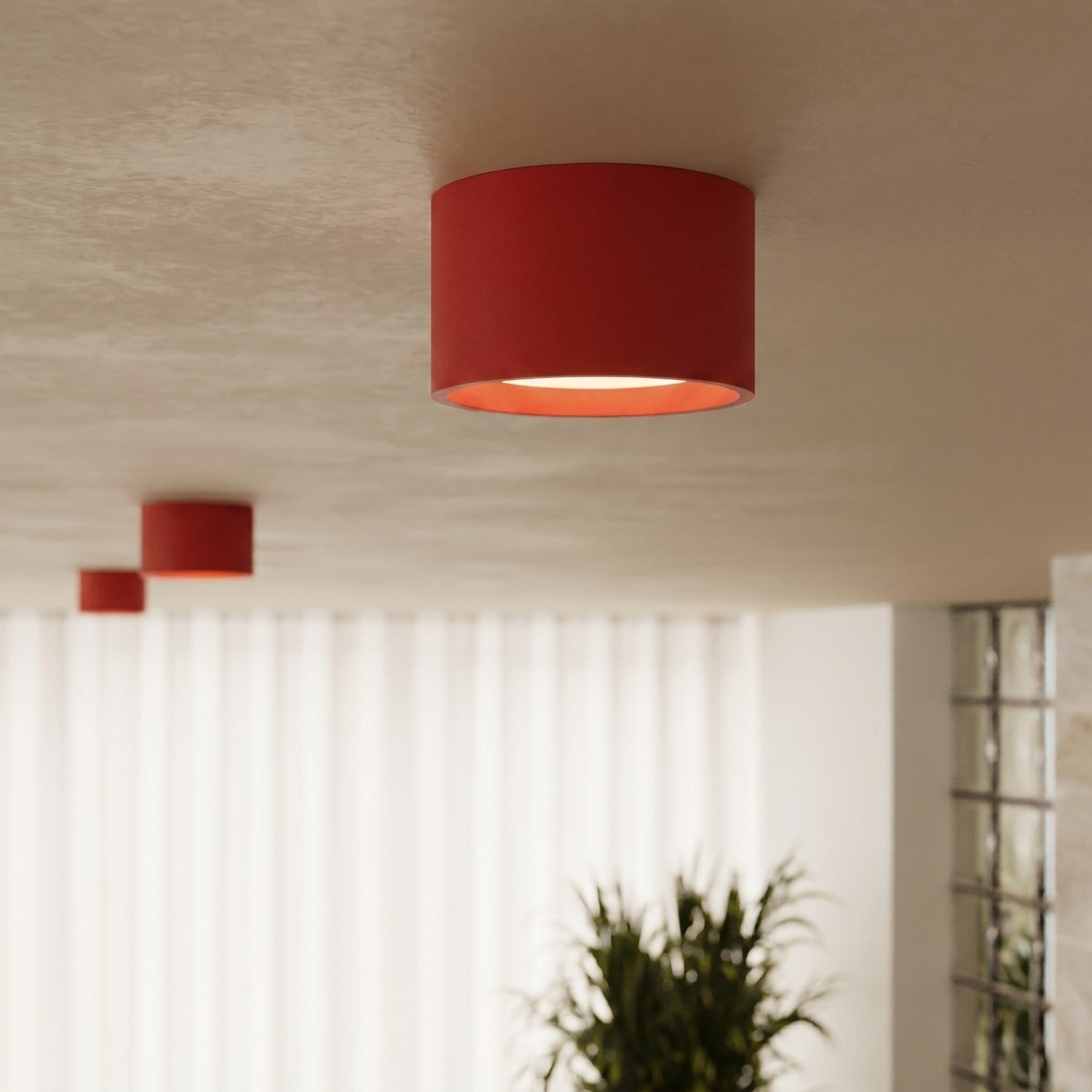 Plafonnier Modo 2 aluminium rouge Gx53, vue 15