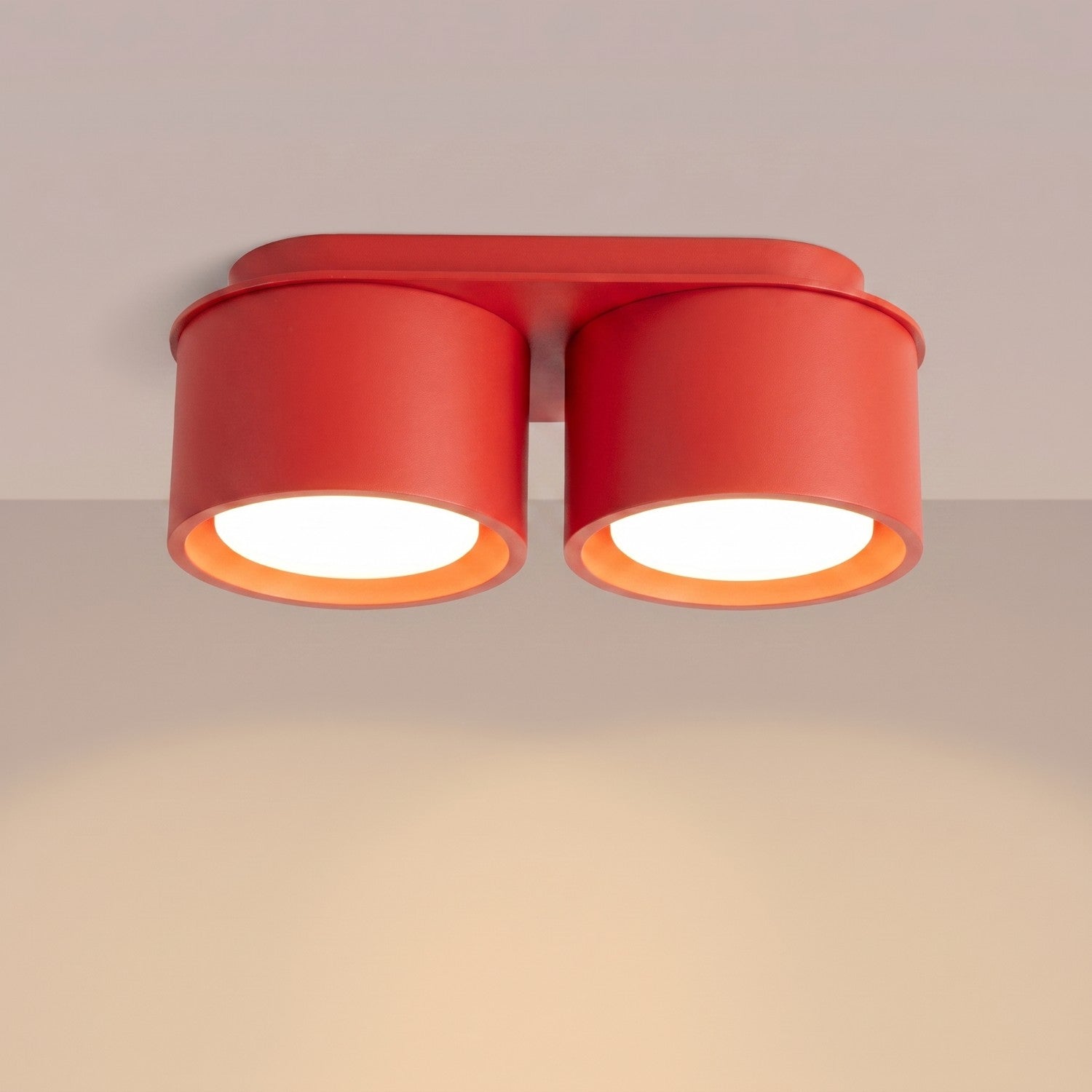 Plafonnier Modo 2 aluminium rouge Gx53, vue 3