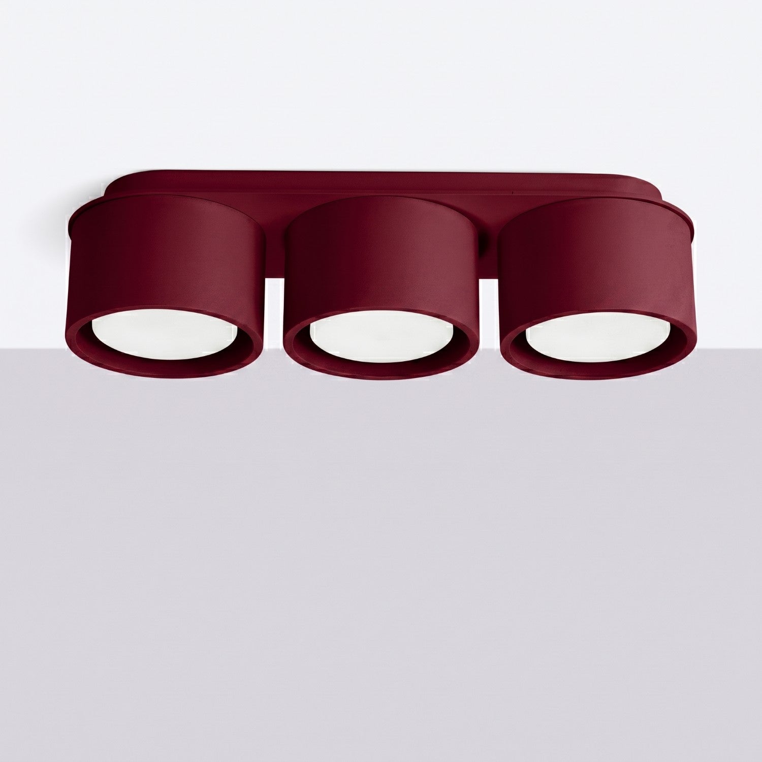 Plafonnier Modo 3 aluminium bordeaux Gx53, vue 2