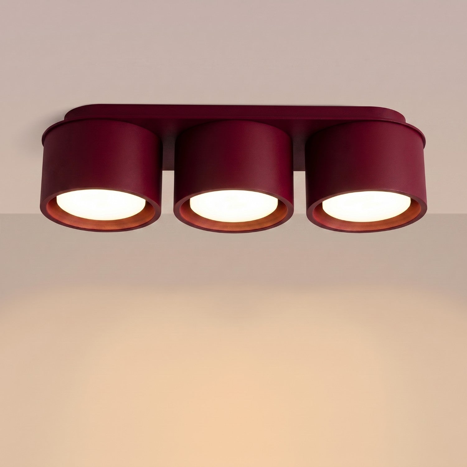 Plafonnier Modo 3 aluminium bordeaux Gx53, vue 3
