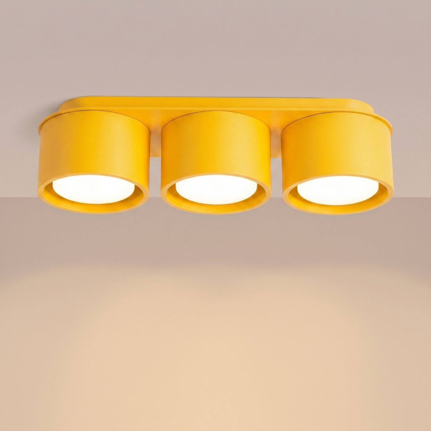Plafonnier Modo 3 aluminium jaune Gx53, vue 3
