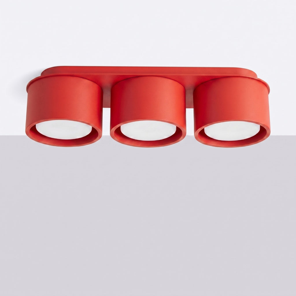 Plafonnier Modo 3 aluminium rouge Gx53, vue 2
