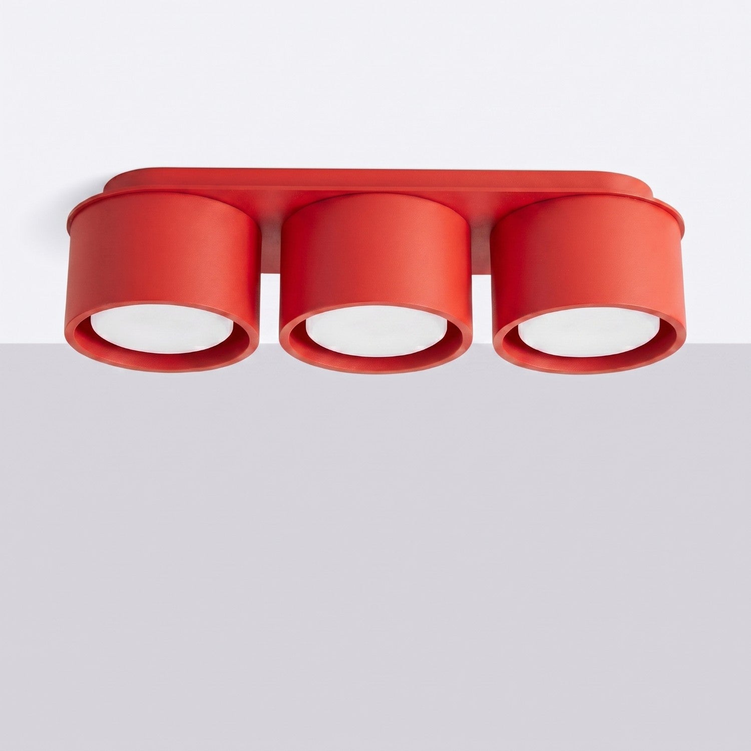 Plafonnier Modo 3 aluminium rouge Gx53, vue 2