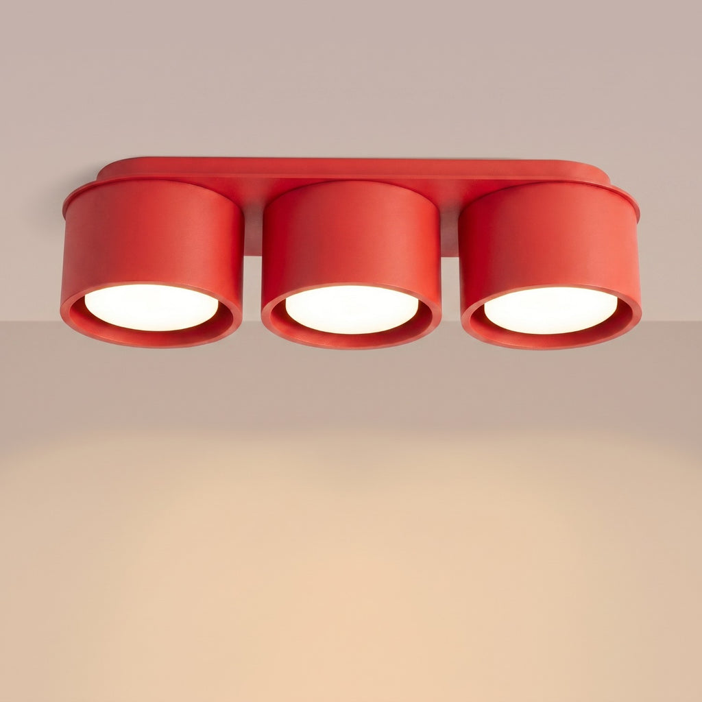 Plafonnier Modo 3 aluminium rouge Gx53, vue 3