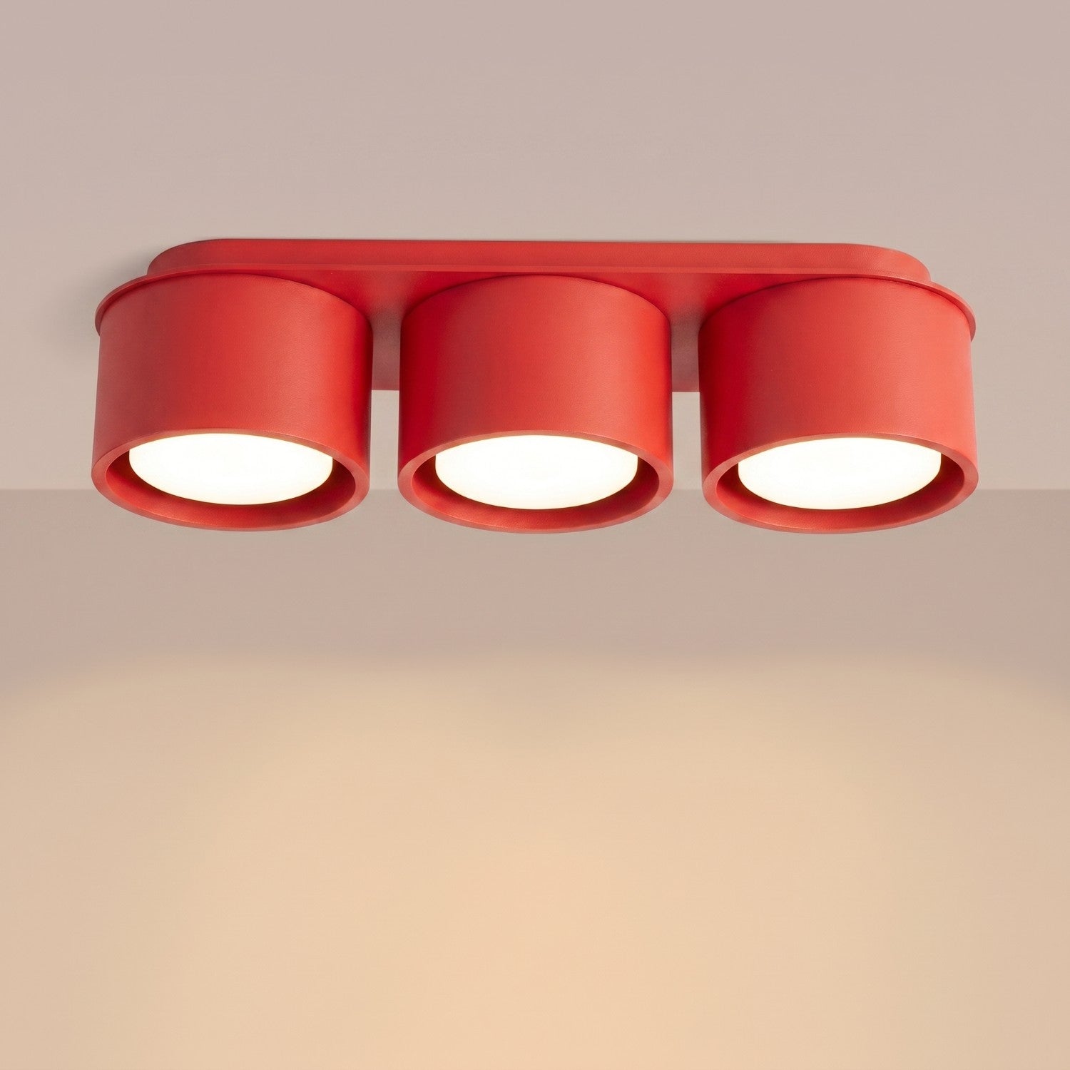 Plafonnier Modo 3 aluminium rouge Gx53, vue 3