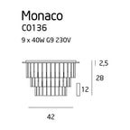 Plafonnier Monaco 42 cm chromé G9, vue 3