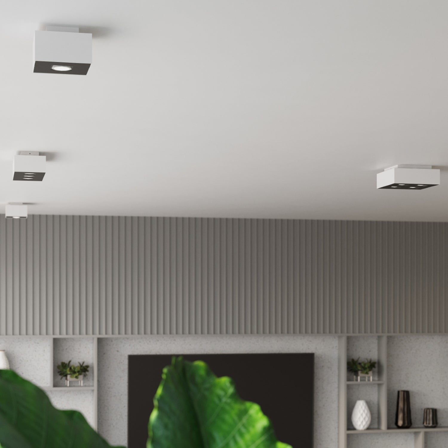 Plafonnier Mono 1 acier blanc ambiance intérieure
