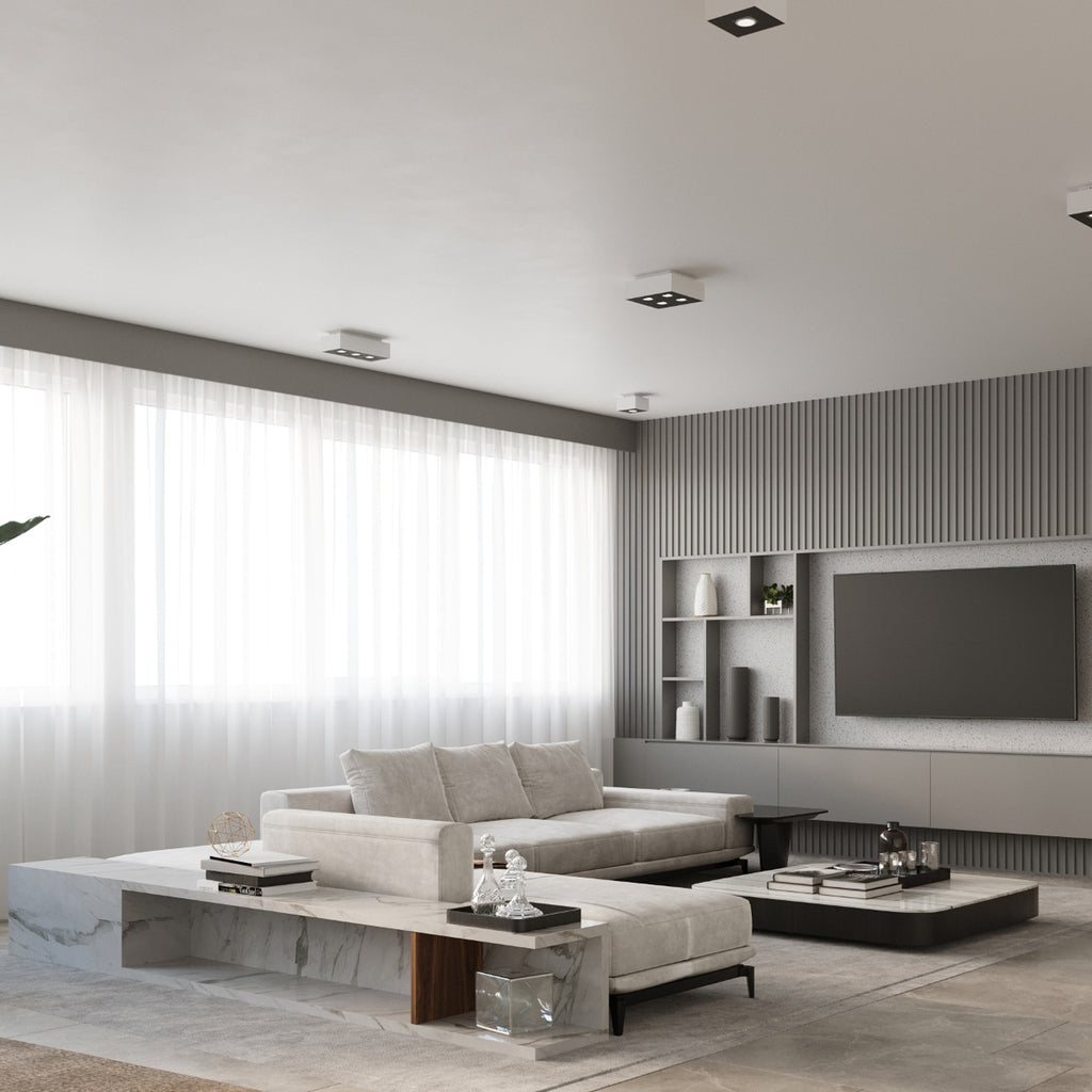 Plafonnier Mono 1 acier blanc détail