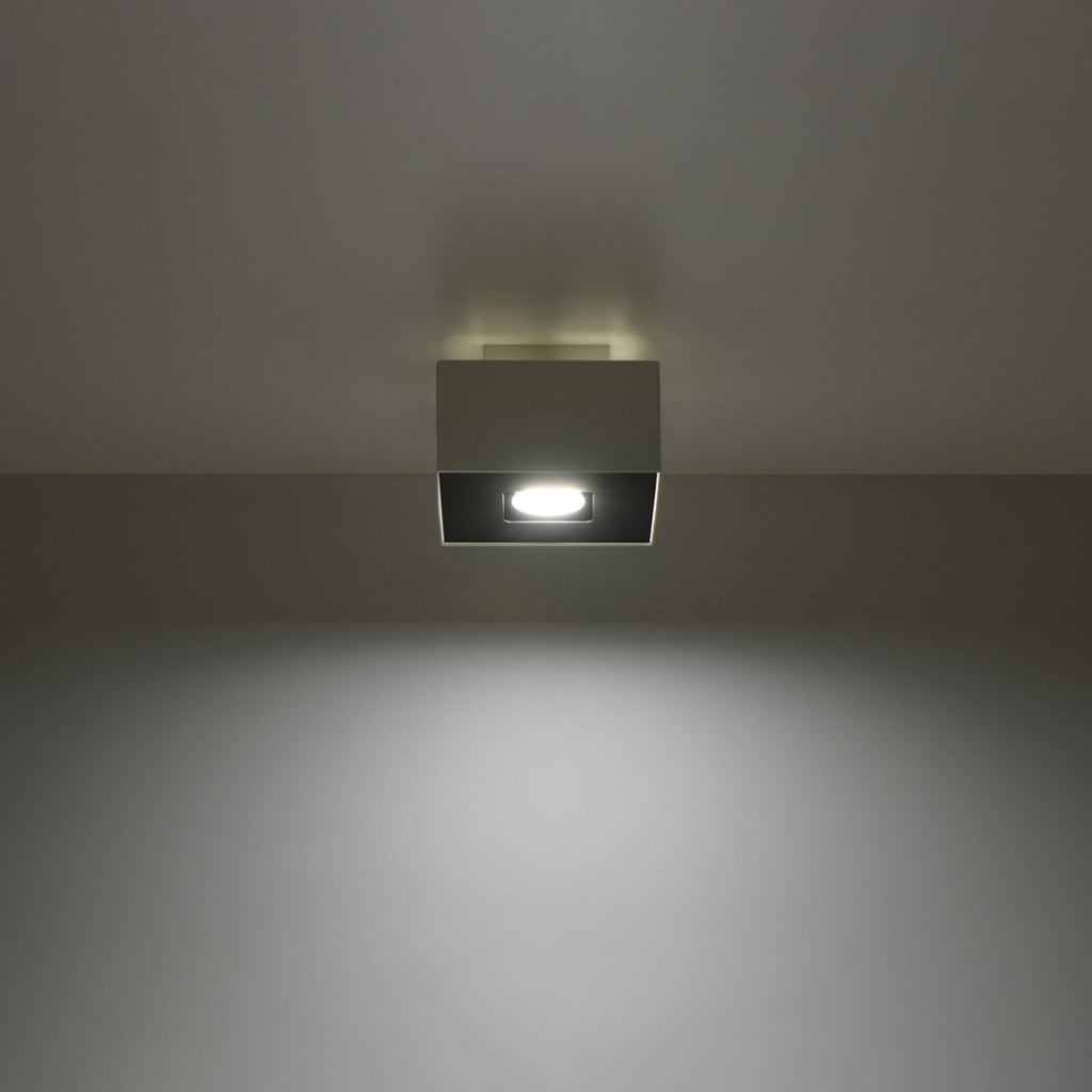 Plafonnier Mono 1 acier blanc vue de profil