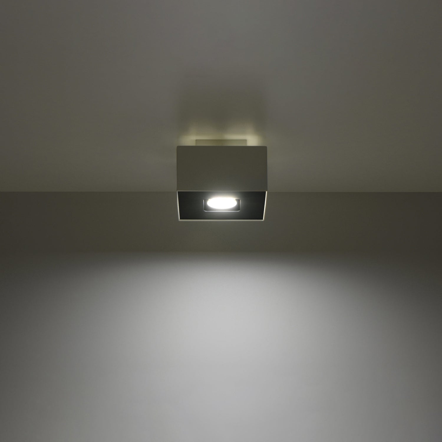 Plafonnier Mono 1 acier blanc vue de profil