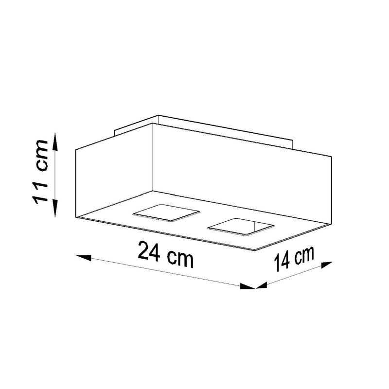 Dimensions Plafonnier Mono 2 acier blanc GU10