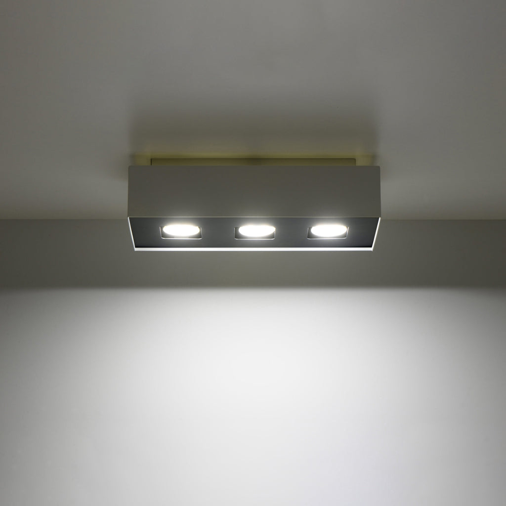 Plafonnier Mono 3 acier blanc vue de profil