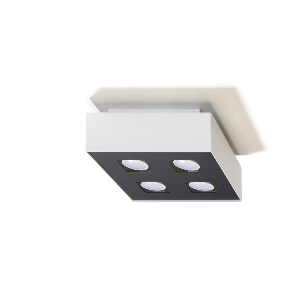 Plafonnier Mono 4 acier blanc vue de face