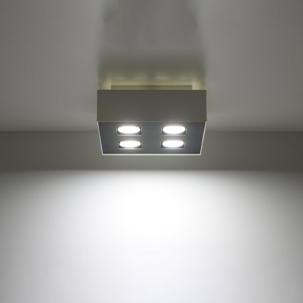 Plafonnier Mono 4 acier blanc vue de profil