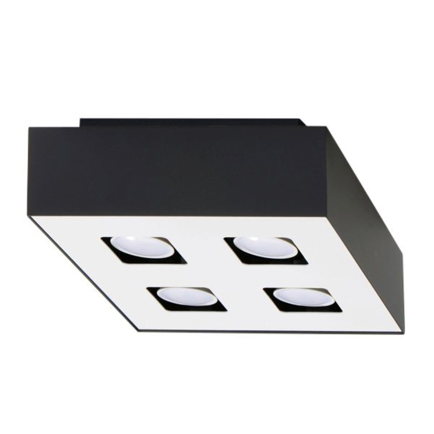 Plafonnier Mono 4 acier noir à quatre spots carrés