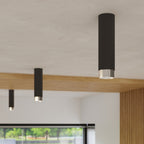 Plafonnier Nero 12,5 métal noir et chrome GU10 en situation dans un intérieur