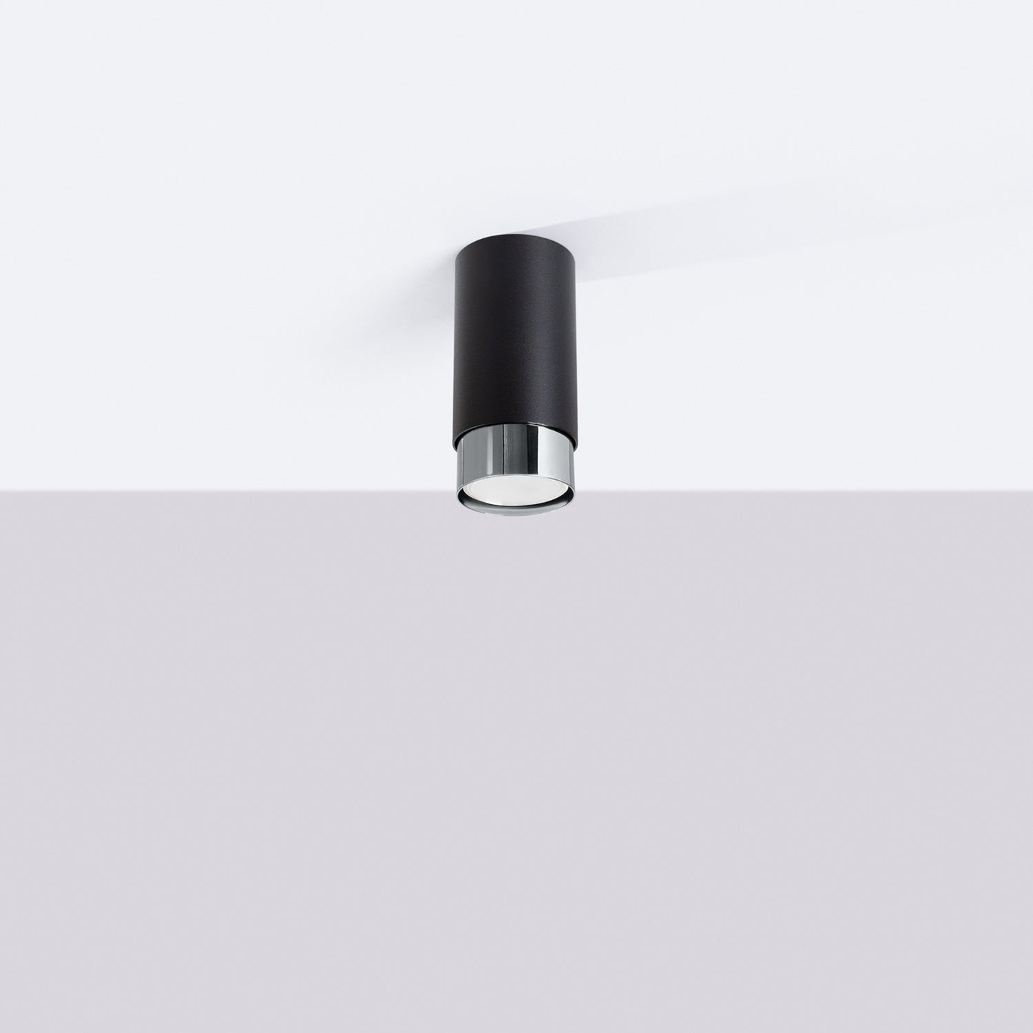 Plafonnier Nero 12,5 métal noir et chrome GU10 de profil