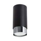 Plafonnier Nero 12,5 métal noir et chrome GU10, cylindre en acier noir de surface à réflecteur chrome brillant
