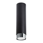 Plafonnier Nero 22,5 métal noir et chrome GU10, cylindre en acier noir de surface à réflecteur chrome brillant