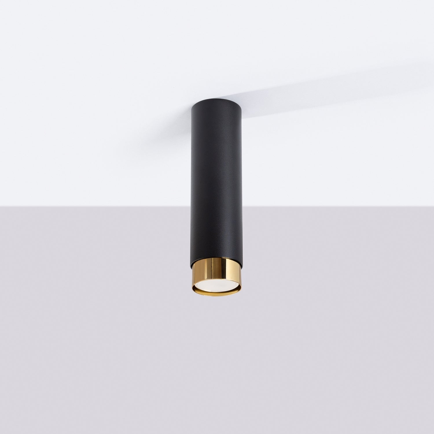Plafonnier Nero 22,5 métal noir et doré GU10 de profil
