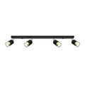 Plafonnier Nero 4 acier noir et doré, réglette noire et quatre spots à doré orientables