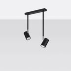 Plafonnier Norano 2 noir de trois quarts, deux spots orientables