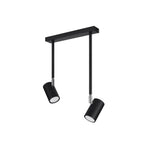 Plafonnier Norano 2 acier noir, deux spots orientables GU10 sur longues tiges