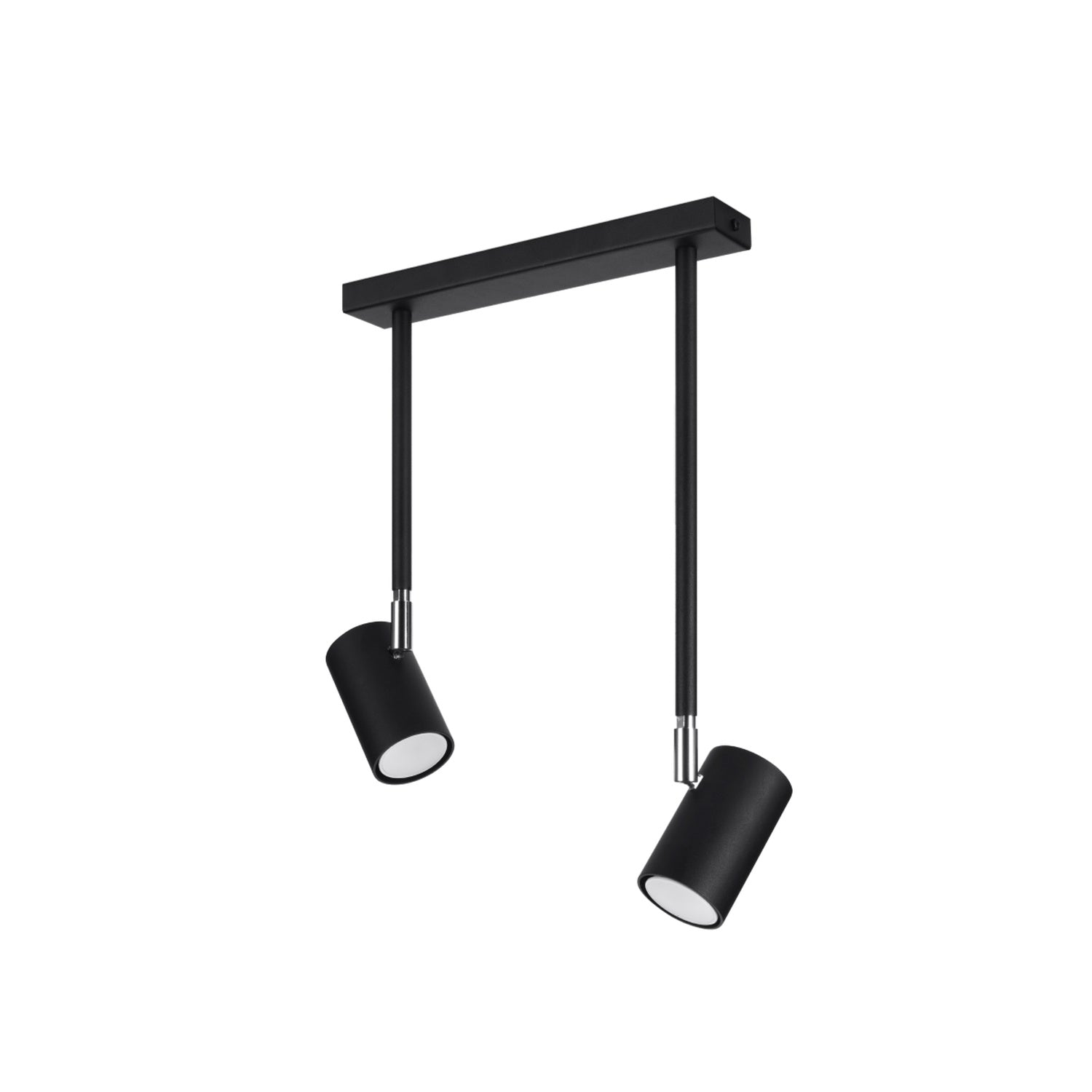 Plafonnier Norano 2 acier noir, deux spots orientables GU10 sur longues tiges