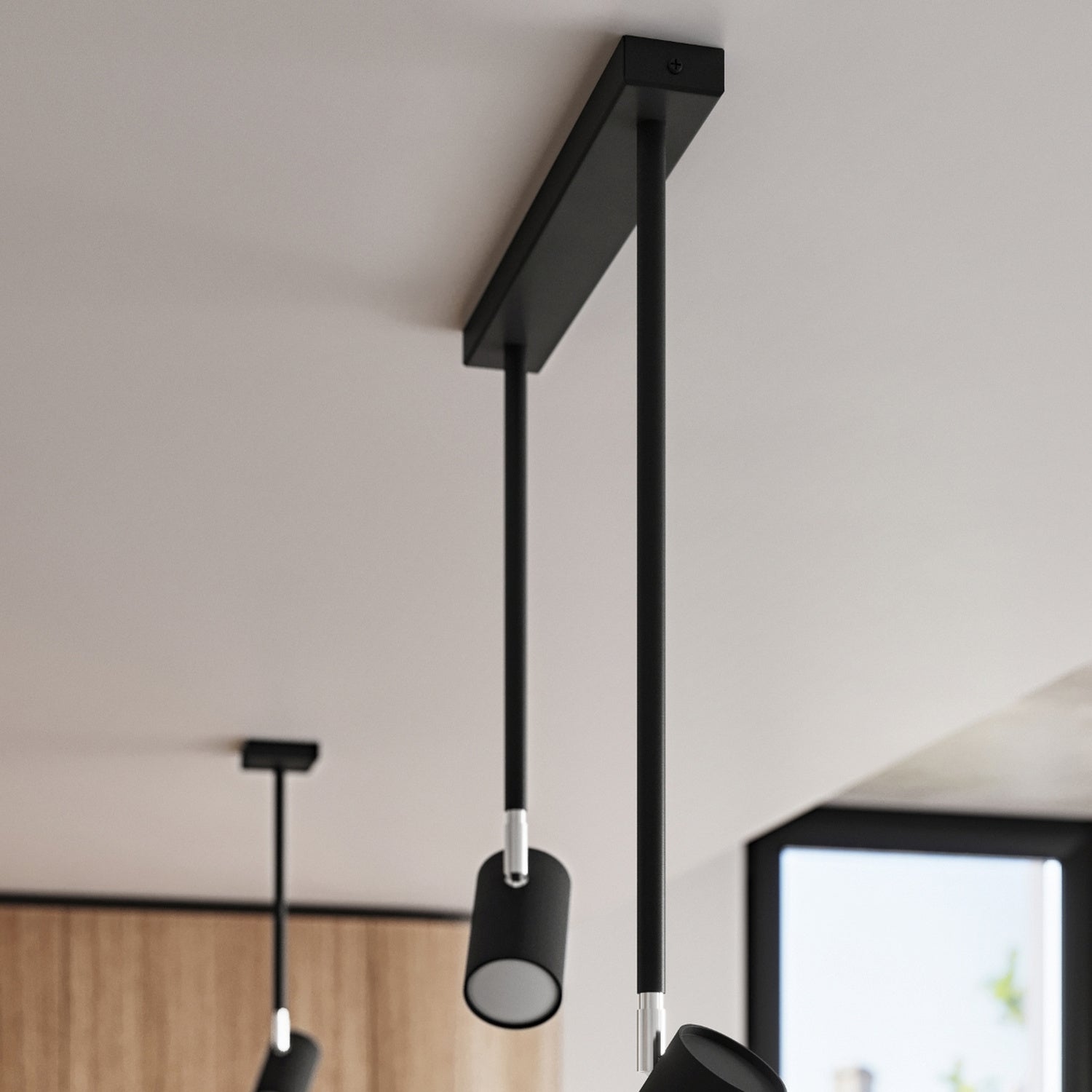 Plafonnier Norano noir, spot orientable en situation