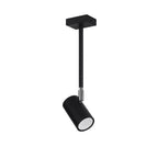 Plafonnier Norano acier noir, spot cylindrique orientable GU10 sur longue tige