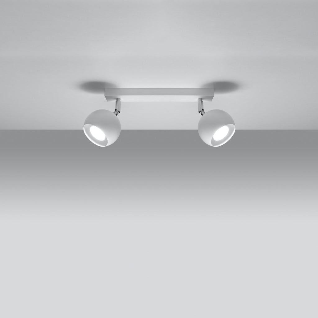 Plafonnier Oculare 2 blanc, détail d'une boule et du chrome