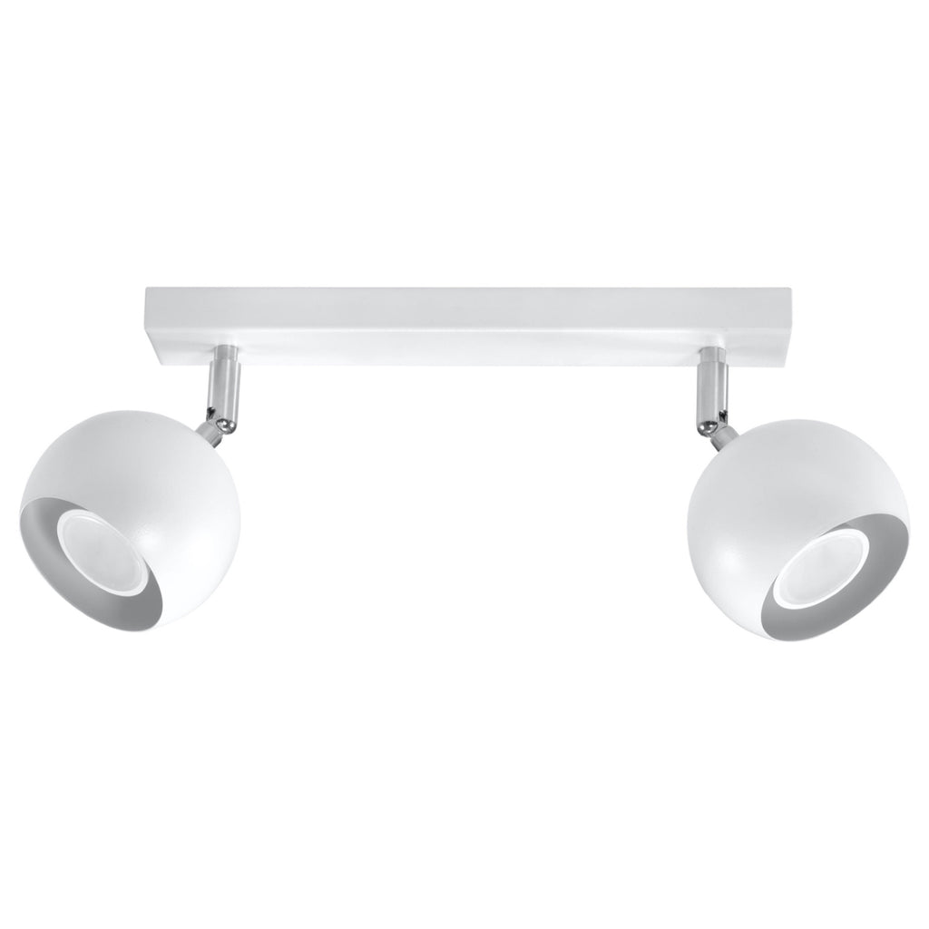 Plafonnier Oculare 2 blanc, spots boule orientables, vue de face