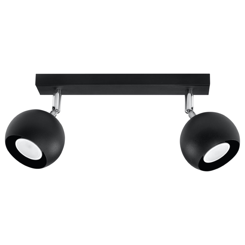Plafonnier Oculare 2 noir, spots boule orientables, vue de face
