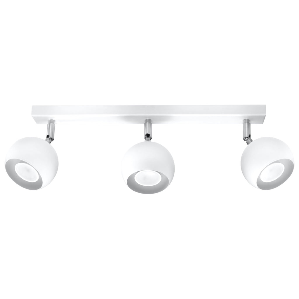 Plafonnier Oculare 3 blanc, spots boule orientables, vue de face