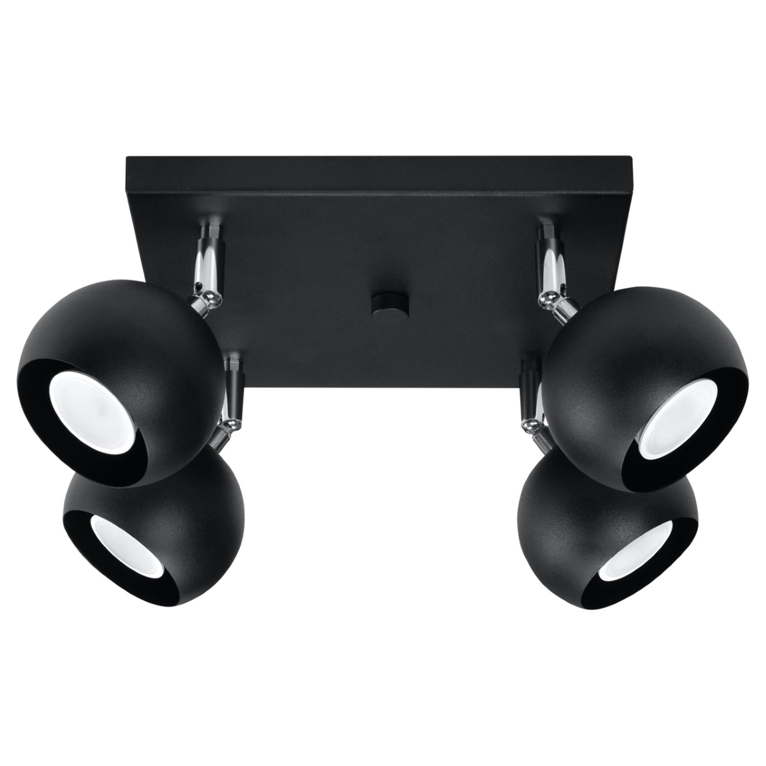 Plafonnier Oculare 4 noir, spots boule orientables, vue de face