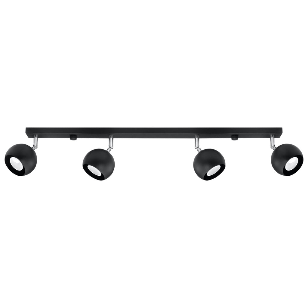 Plafonnier Oculare 4L noir, spots boule orientables, vue de face