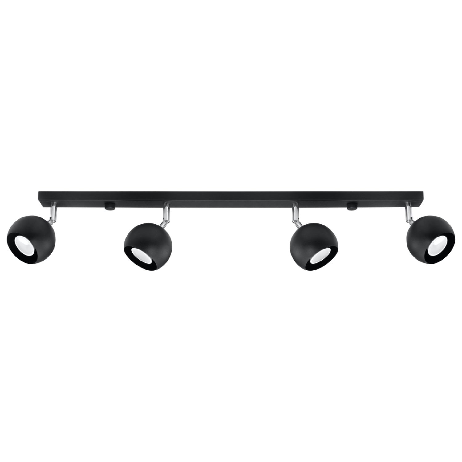 Plafonnier Oculare 4L noir, spots boule orientables, vue de face