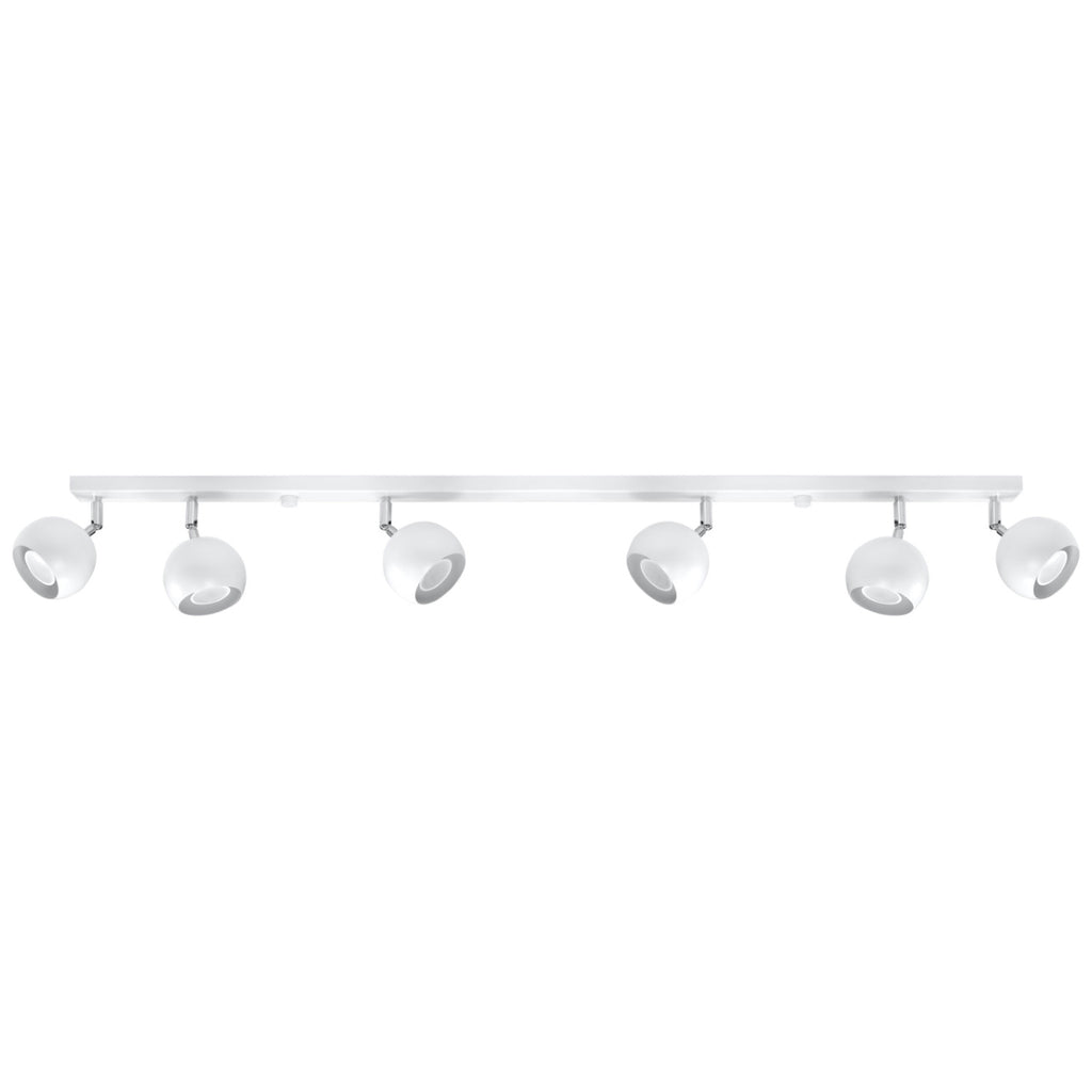 Plafonnier Oculare 6L blanc, spots boule orientables, vue de face